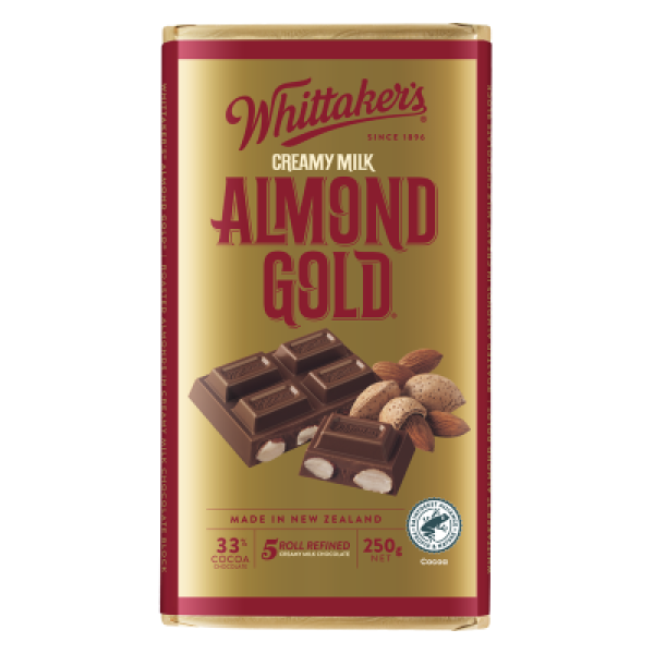 Whittaker's Almond Gold 33% Cocoa Milk Chocolate Block