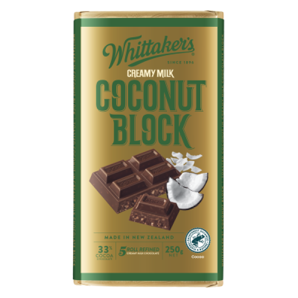 Whittaker's Coconut Block 33% Cocoa Milk Chocolate Block