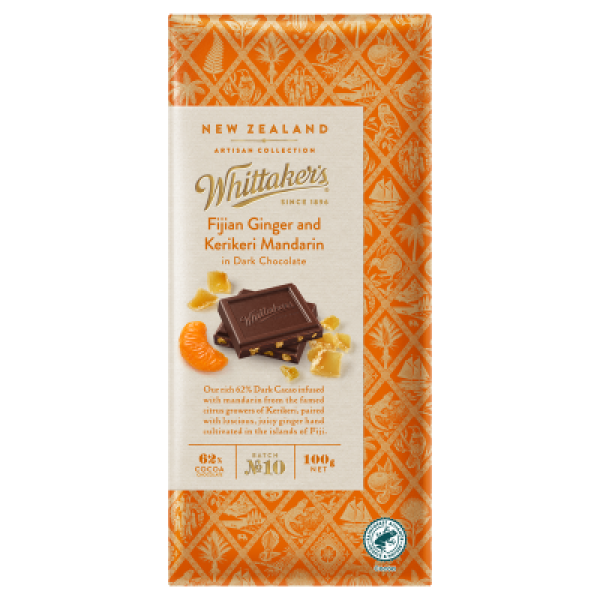 Whittaker's Fijian Ginger & KeriKeri Mandarin Chocolate Block